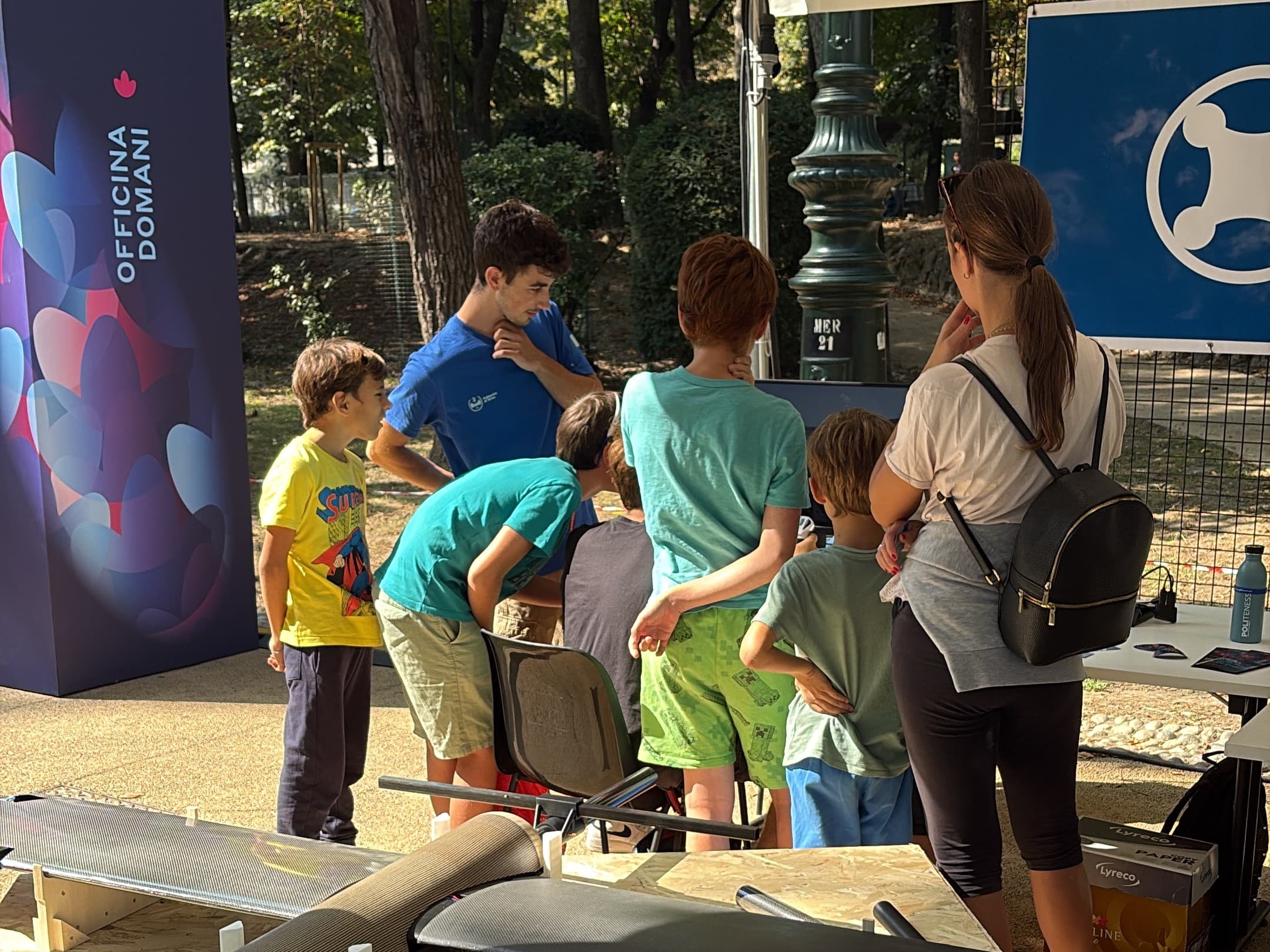 Youngsters trying the Flight Simulator